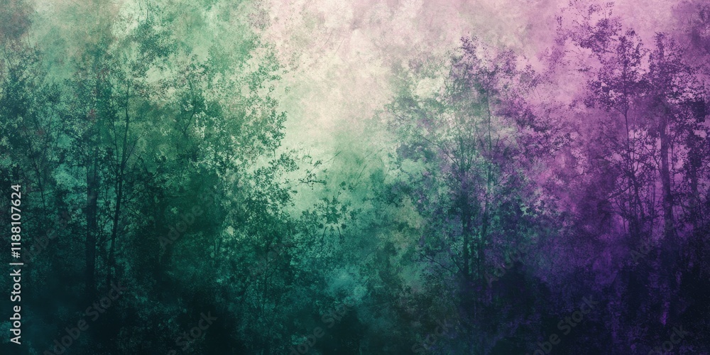 Aufkleber abstract forest background featuring a harmonious blend of green and purple tones, creating a captiv