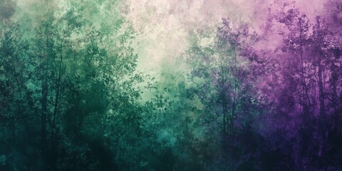 Fototapeta premium Abstract forest background featuring a harmonious blend of green and purple tones, creating a captivating abstract forest scene that evokes tranquility and artistic expression in nature.