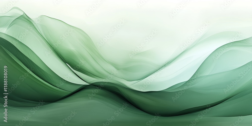 Poster a smooth and flowing abstract green backdrop features gentle curves and lines, contributing to a tra
