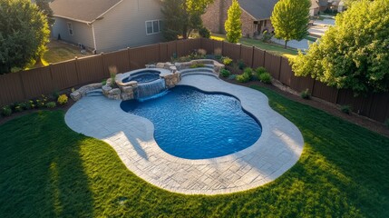 Luxury Backyard Pool Design with Waterfall & Spa: Dream Oasis