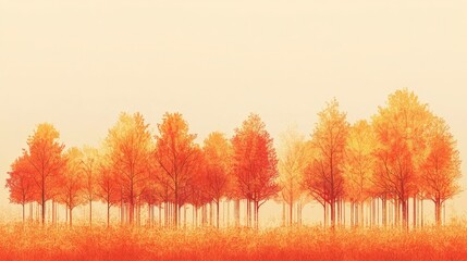 Fototapeta premium Autumn Forest Scene with Vibrant Orange and Yellow Leaves