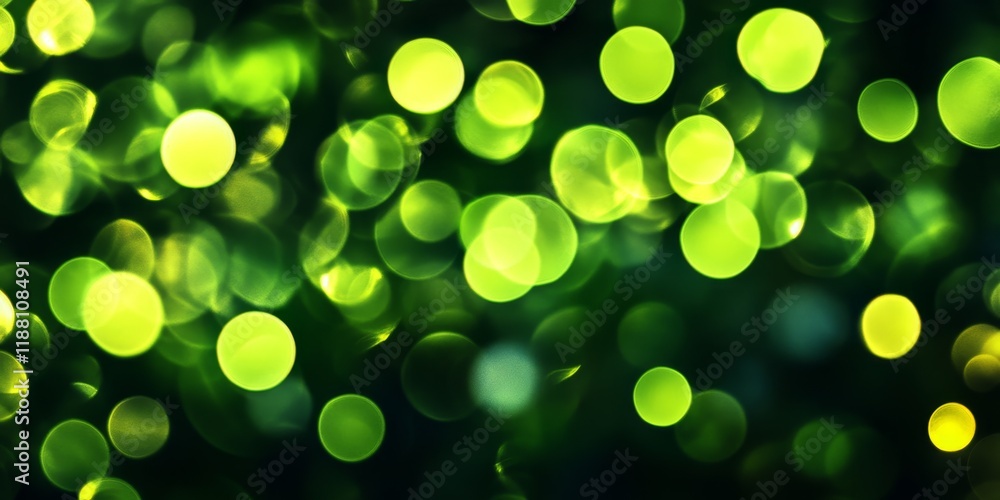 Poster light green bokeh circles create a captivating backdrop against a solid black background, enhancing 
