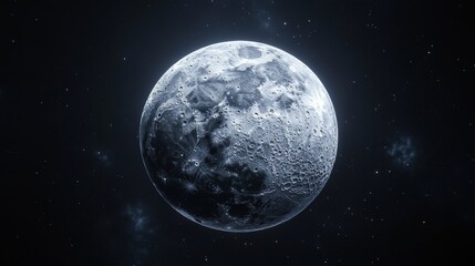 Naklejka premium Captivating full moon captured at night, showcasing a close up view of the stunning details and textures that make the full moon a mesmerizing sight in the night sky.