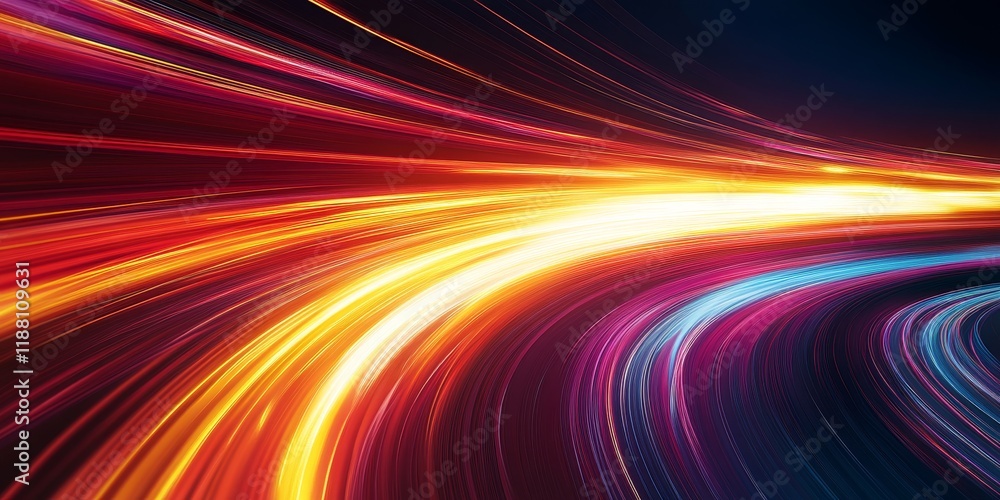 Poster a captivating visual of luminous trails illustrating vibrant movement. this artwork showcases the en