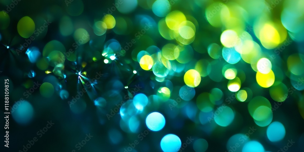 Poster blurred background featuring vibrant green and blue light, creating a mesmerizing atmosphere with th