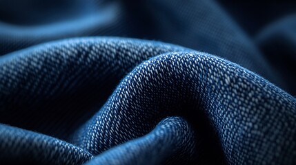 Deep Blue Denim Texture: A Close-Up Study of Fabric