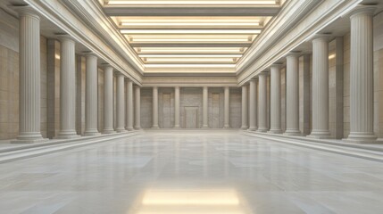 Fototapeta premium Grand hall with classic architecture and pillars