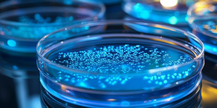 Vibrio alginolyticus colonies thrive in a petri dish featuring Thiosulfate Citrate Bile Salts Sucrose TCBS agar medium, showcasing the growth characteristics of Vibrio alginolyticus vividly.