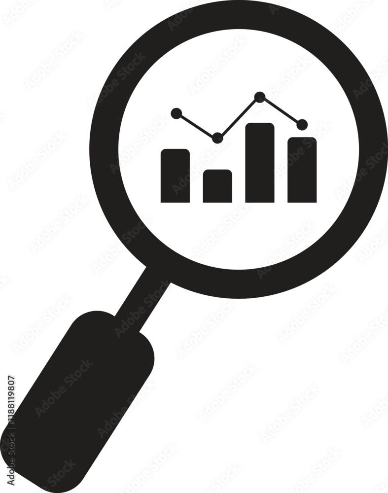 Poster analytics, analysis, statistics icon transparent background. data analysis icon vector
