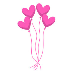 Heart Shaped Pink Balloons Illustration