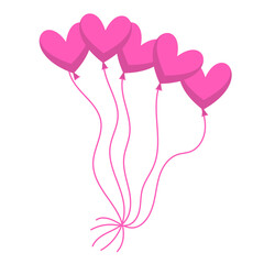 Heart Shaped Pink Balloons Illustration