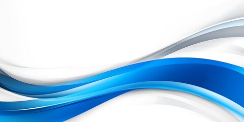 Obraz premium Blue wave abstract design, white background, dynamic flow, website banner