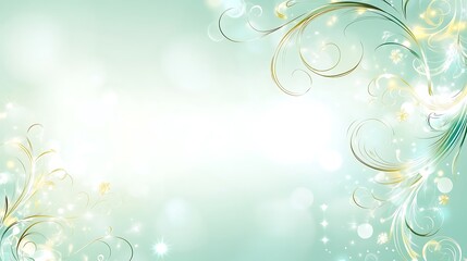 Elegant Gold Floral Design On Mint Background