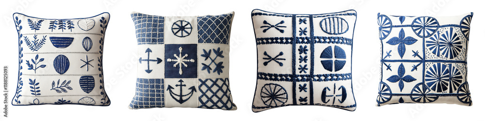 Poster collection of patterned decorative throw pillows with geometric abstract and minimalist designs in a