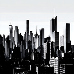 Obraz premium Modern black and white city skyline