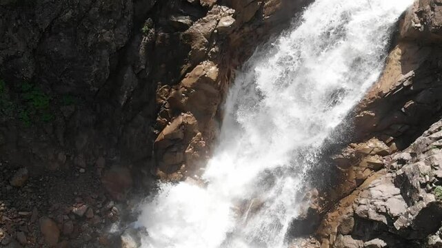 Caucasus, North Ossetia. Digoria gorge. Gebi waterfall.
