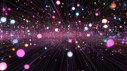 Fototapeta premium Abstract D rendering of AI algorithms visualized as glowing lines and dynamic data points floating in space.