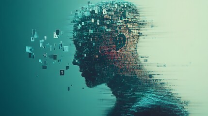 Abstract depiction of digital consciousness concept.