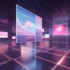 Virtual workspace and 3D grid background