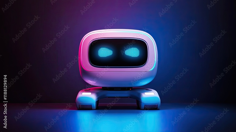 Aufkleber a futuristic autonomous robot equipped with advanced ai systems, actively analyzing its surroundings