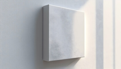 3D Illustration - Blank Canvas Art, White Wall, Sunlight, Texture, Shadow, Empty Space, Minimalist, Gallery, Modern, Design