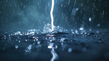 The abstract storm brings a dramatic light show. Dark clouds and rain add to the intense scene.