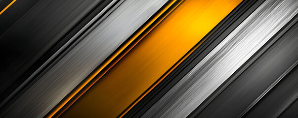 Obraz premium An abstract composition of diagonal metallic lines in yellow, silver, gray, and black shades, creating a visually striking pattern with a modern and sleek appearance enhanced by texture.