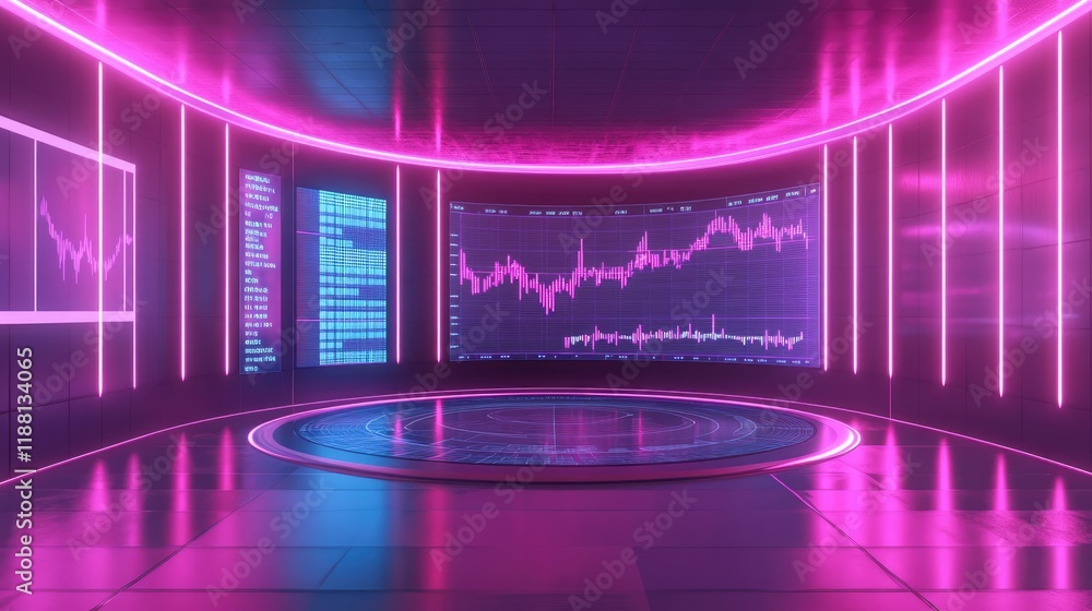 Aufkleber futuristic ai financial analysis system glowing with holographic stock charts and predictive graphs.