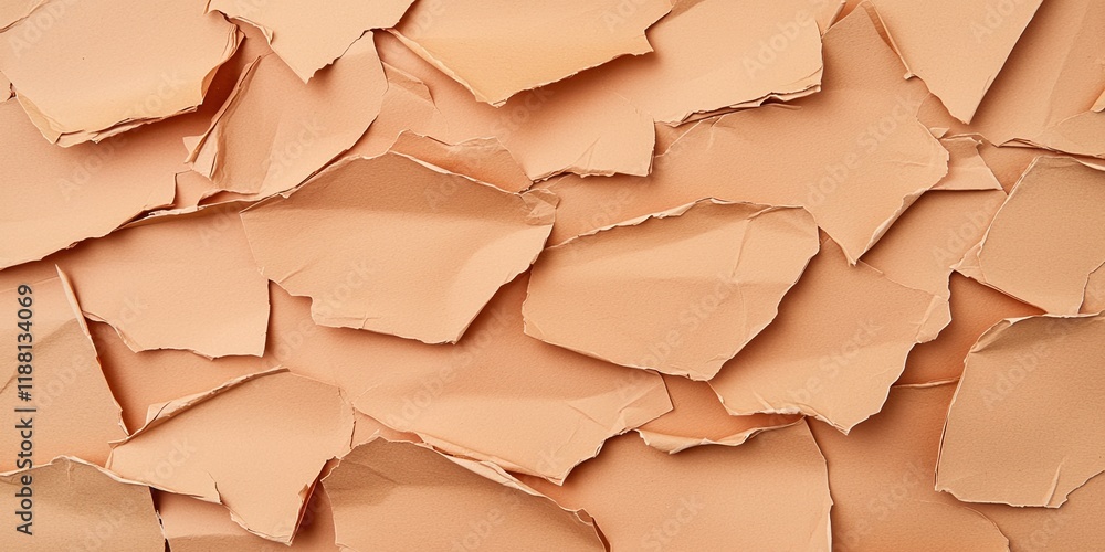 Poster grunge texture background concept. textured layers of torn paper in a warm peach color.