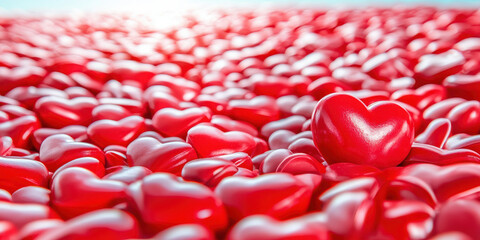 vibrant array of red hearts creates romantic and joyful atmosphere, perfect for expressing love and affection