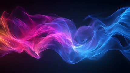 Fototapeta premium Abstract colorful smoke wave, dark background, digital art, website banner