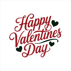 Happy Valentine Day Typography  with a Heart Vector Illustration