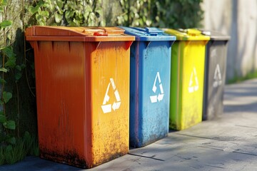 color coded trash bins for waste segregation