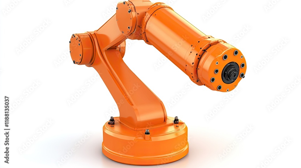 Poster minimalistic robotic arm frame placed on a clean white studio background.