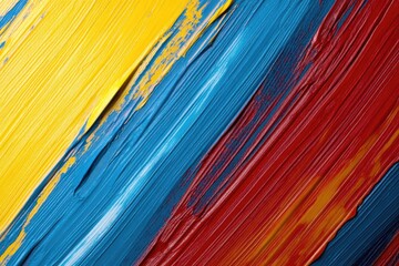 Abstract diagonal striped pattern in primary colors on canvas.