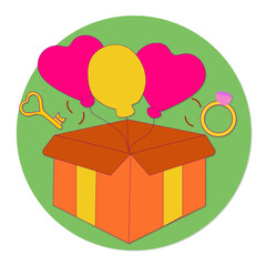 gift box with hearts
gift box with baloons
