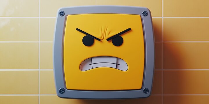 Digital bathroom scale featuring an angry emoji, showcasing how the digital bathroom scale can humorously reflect your weight management journey with its expressive display.