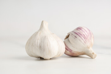 Fresh garlic on white background