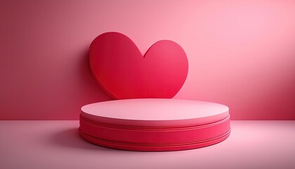 3D Valentine Podium with Smooth Pink or Red Finish