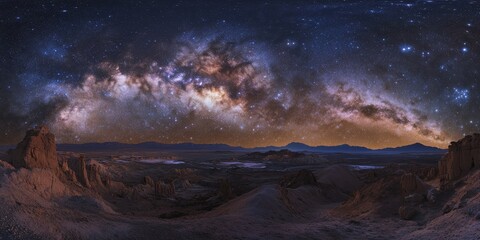 Stunning view of the Milky Way and stars illuminating the night sky, showcasing the beauty of the Milky Way and its countless stars in a breathtaking celestial display.