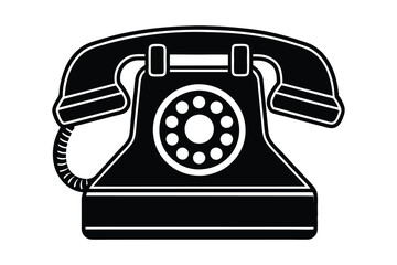 Retro business telephone with buttons vector art silhouette.eps