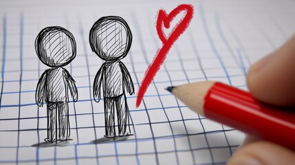 Stick figures engaged in decision making, illustrating a pro and con list, highlight the importance of visual aids in the decision making process with a creative and informative approach.