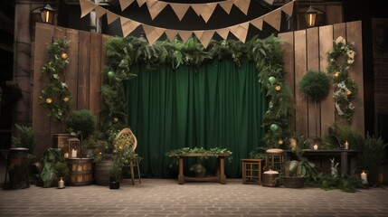 St. Patricks Day street festival with shamrock,generative ai illustration