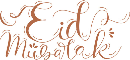 Eid mubarak islamic greeting hand lettering calligraphy vector