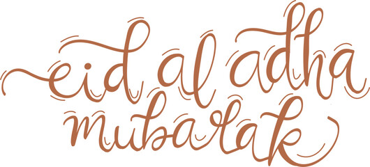 Eid al adha mubarak islamic greeting hand lettering calligraphy vector
