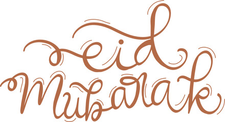 Eid mubarak islamic greeting hand lettering calligraphy vector