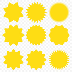 Set of Vector Starburst Badges. Simple Flat Style Vintage Labels, Stickers. eps 10.