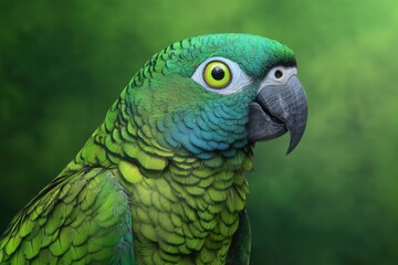 Fototapeta premium Blue naped parrot portrait with green background. Also known as Luzon parrot.