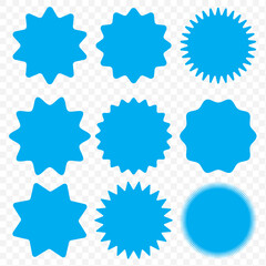 Set of Vector Starburst Badges. Simple Flat Style Vintage Labels, Stickers. eps 10.