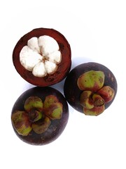 Fresh mangosteen, sweet and sour, on a white background